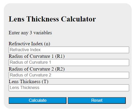 lens thickness is surface to which measurement|lens thickness calculator with prism.